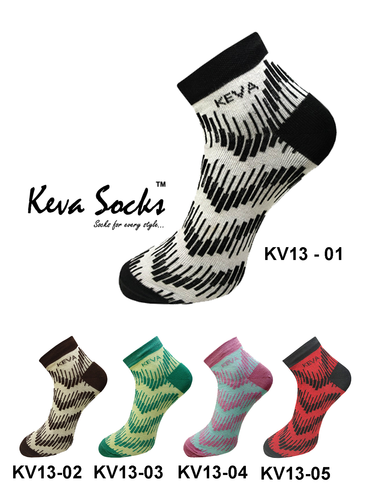 Keva Socks Women Candy Designer Low Cut Ankle Socks 5 pairs Pack kv13