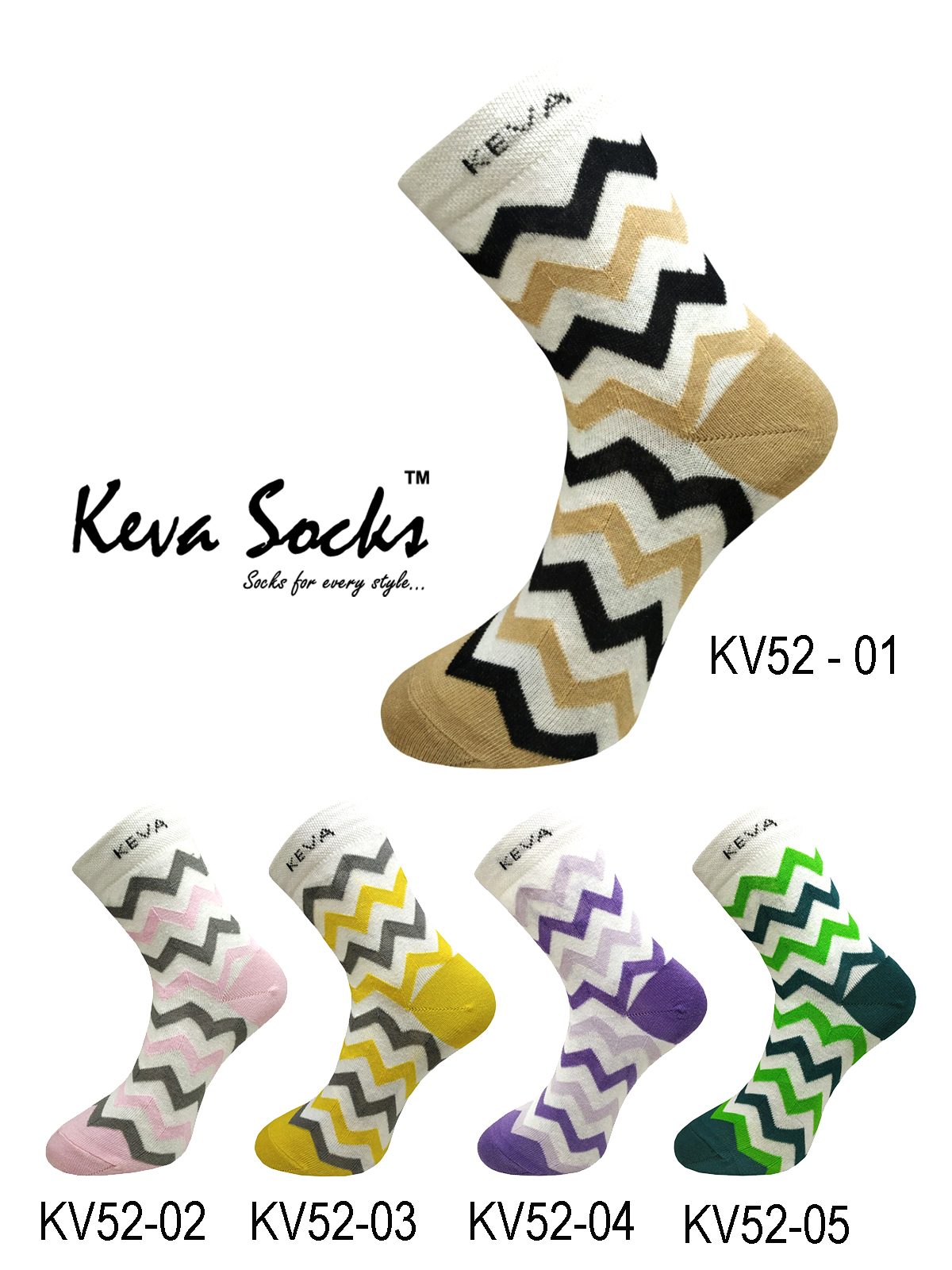 Chevron Keva Socks For Girls Women 5 pairs Pack made In India Kv52