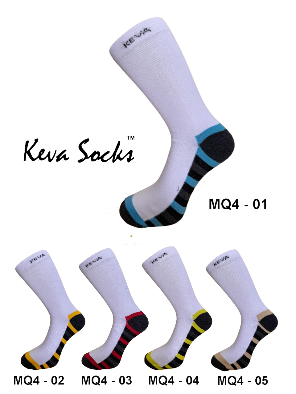 Keva Socks Gents Miqaat Cotton Socks with Stripes Base - Free Size MQ4 Pack of 5 Made in India