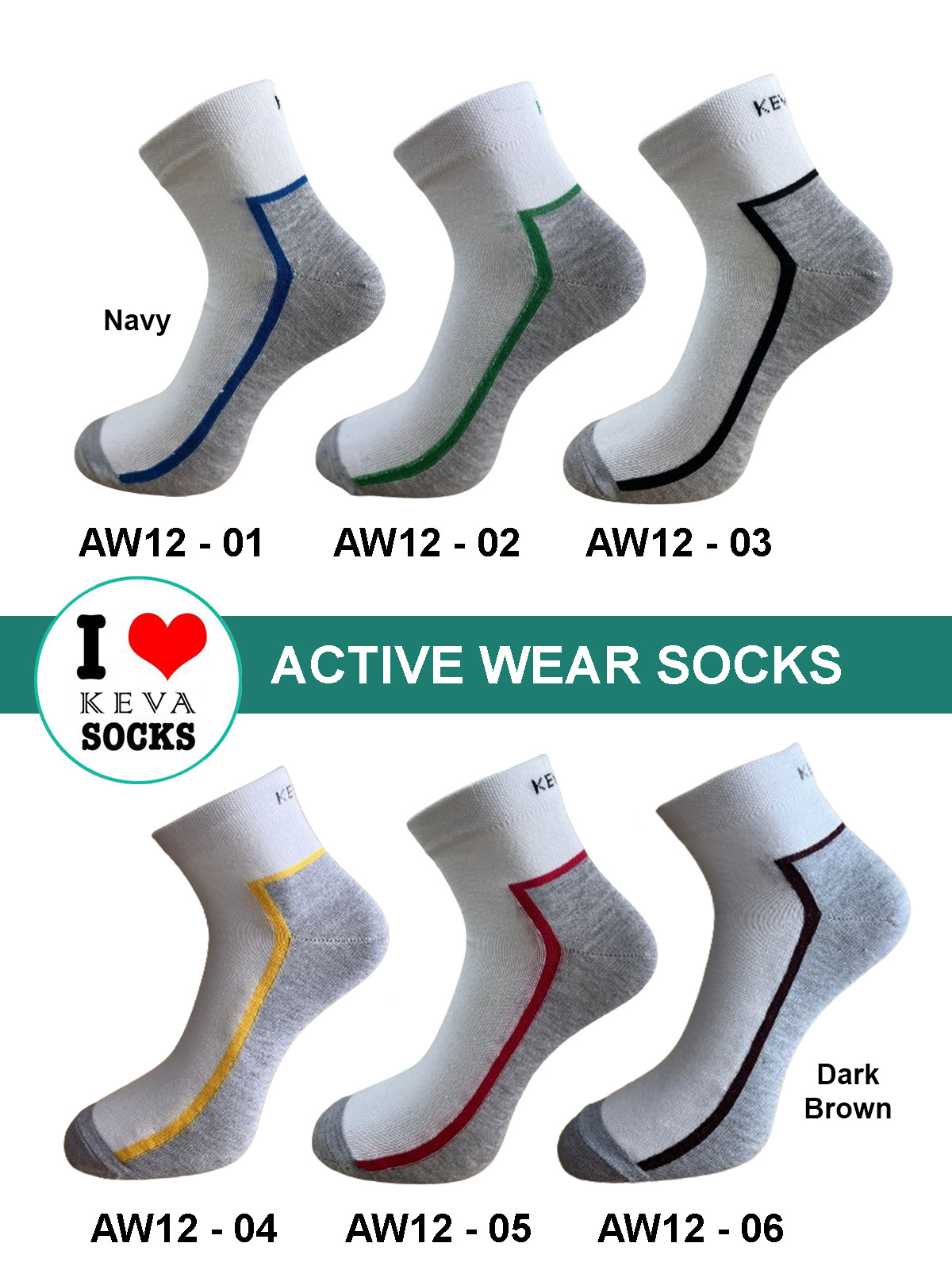 Men Ankle Miqaat Dark Base Socks Grey Color Stripe Activewear 6 Pairs Pack Aw12