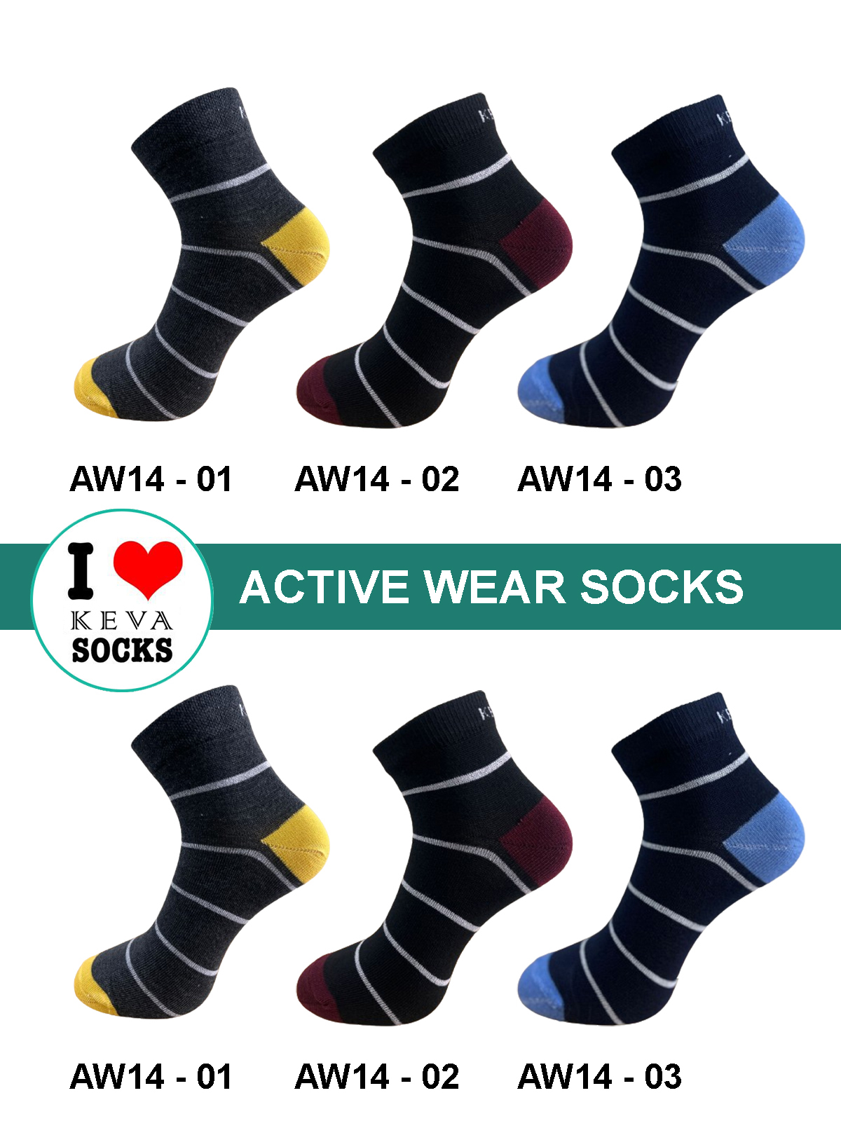 Ankle Men Women Stripes Socks Budget Friendly Activewear 6 Pairs Pack Aw14