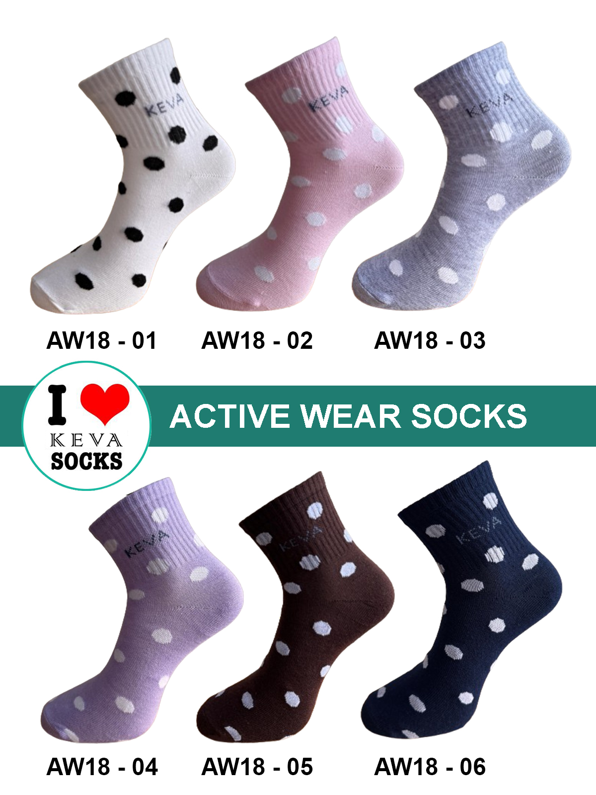 Kevasocks Women Ankle Polka Dots Socks Activewear 6 Pairs Pack Aw18