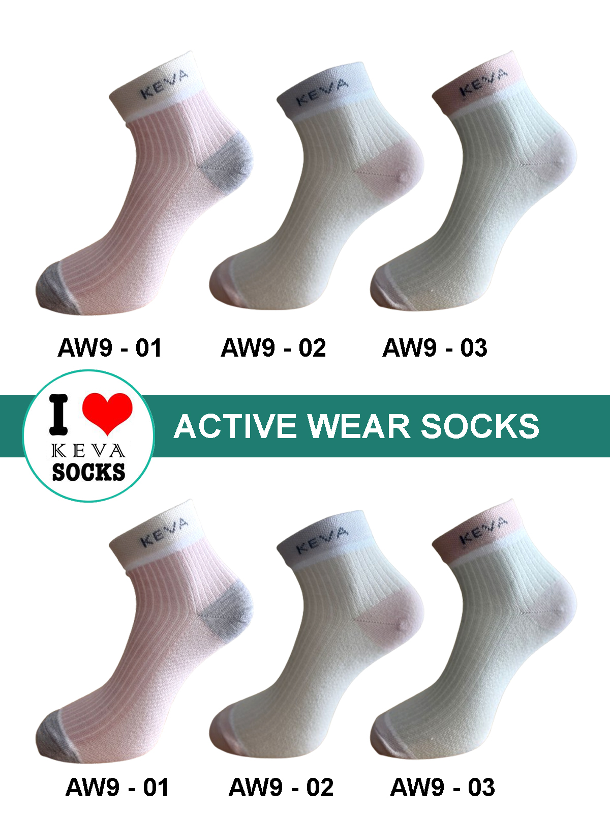 Ankle Women Self Lining Pastel Socks Activewear 6 Pairs Pack Aw9