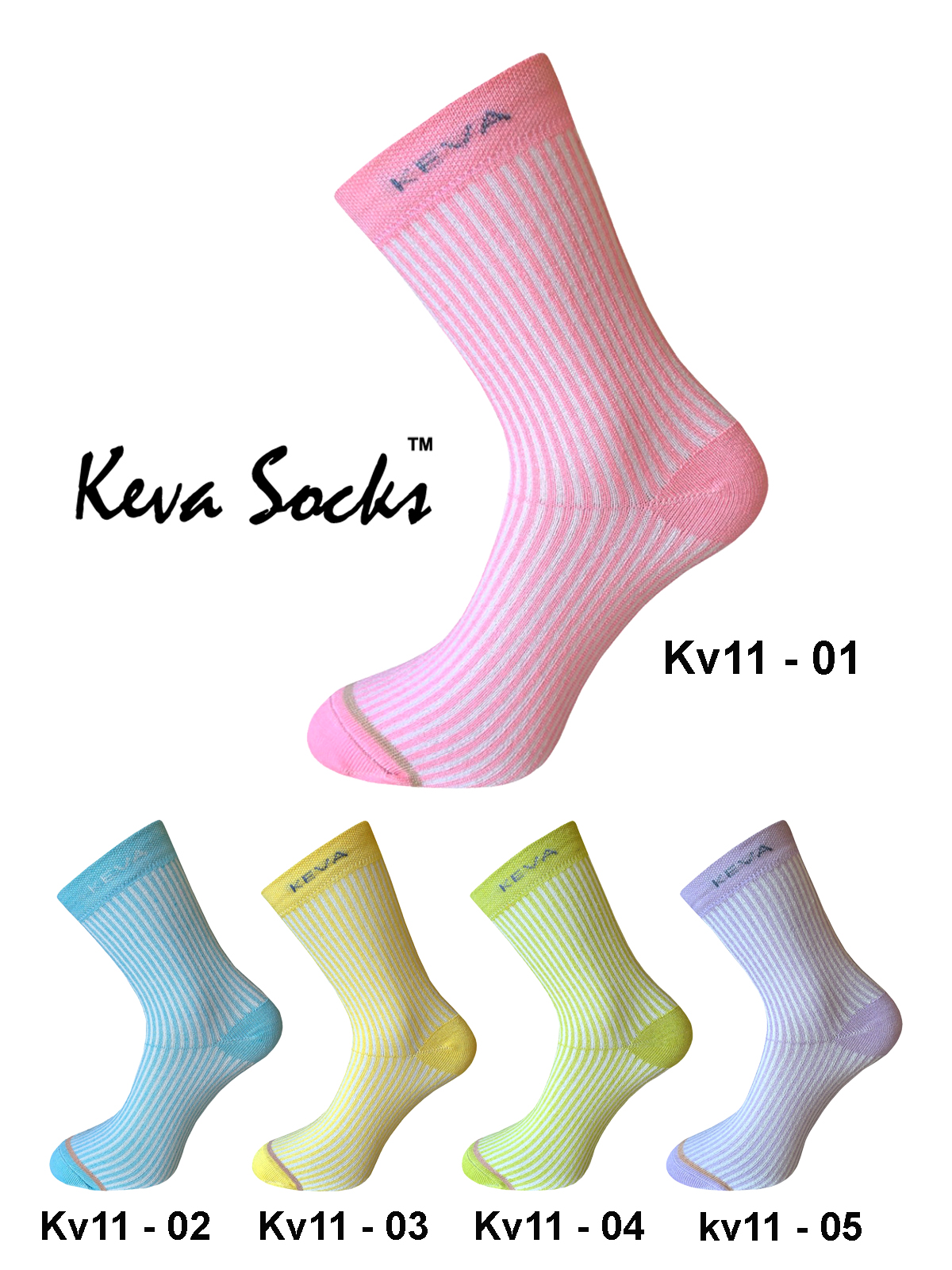 Keva Socks Women Long Self Stripes Socks 5Pairs Pack kv11