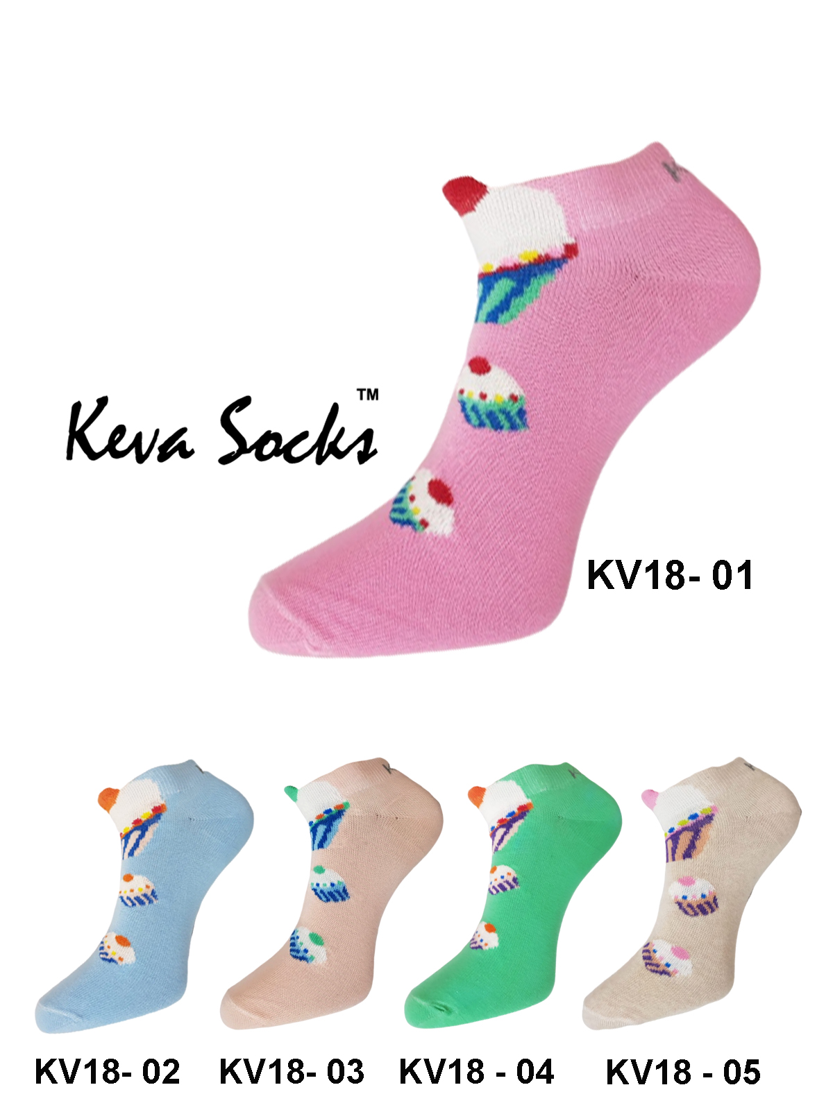 Kevasocks women ankle cupcakes socks 5 pairs pack kv18