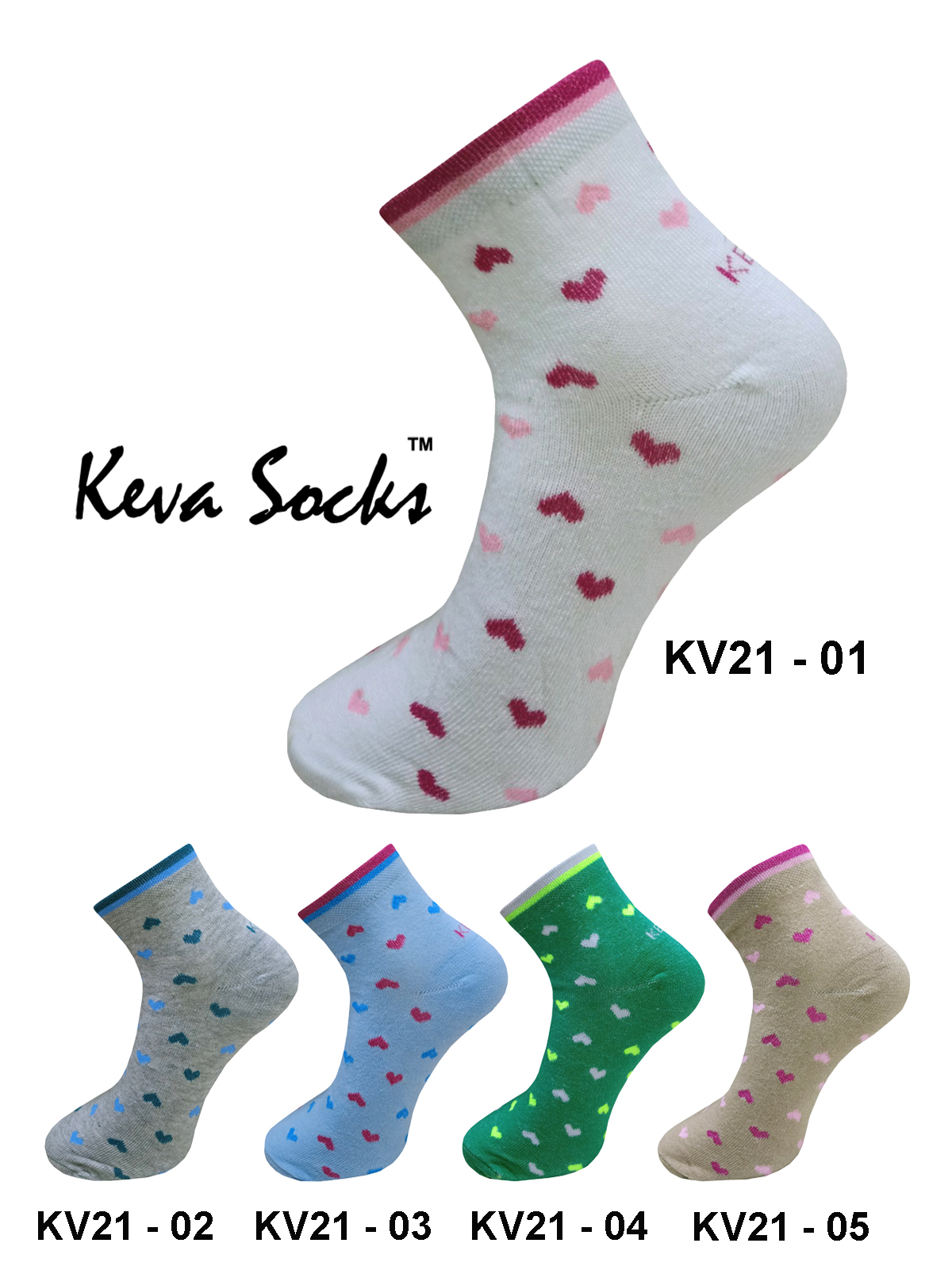 Keva Socks Hearts Love Funky Socks For Women Ideal Gift (5 pairs pack) Kv21