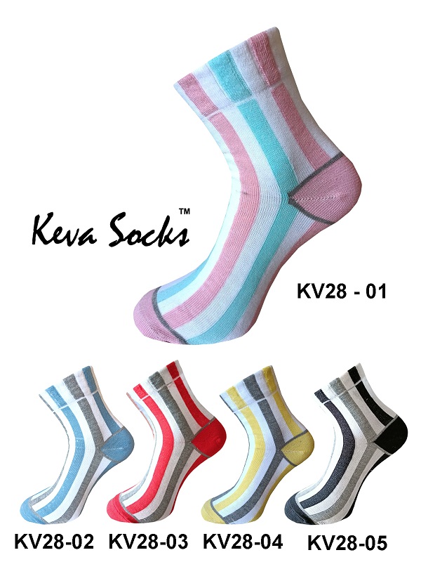 Keva Socks Vertical Stripes Women Girls Pastel Ankle Socks 5 pairs pack Kv28