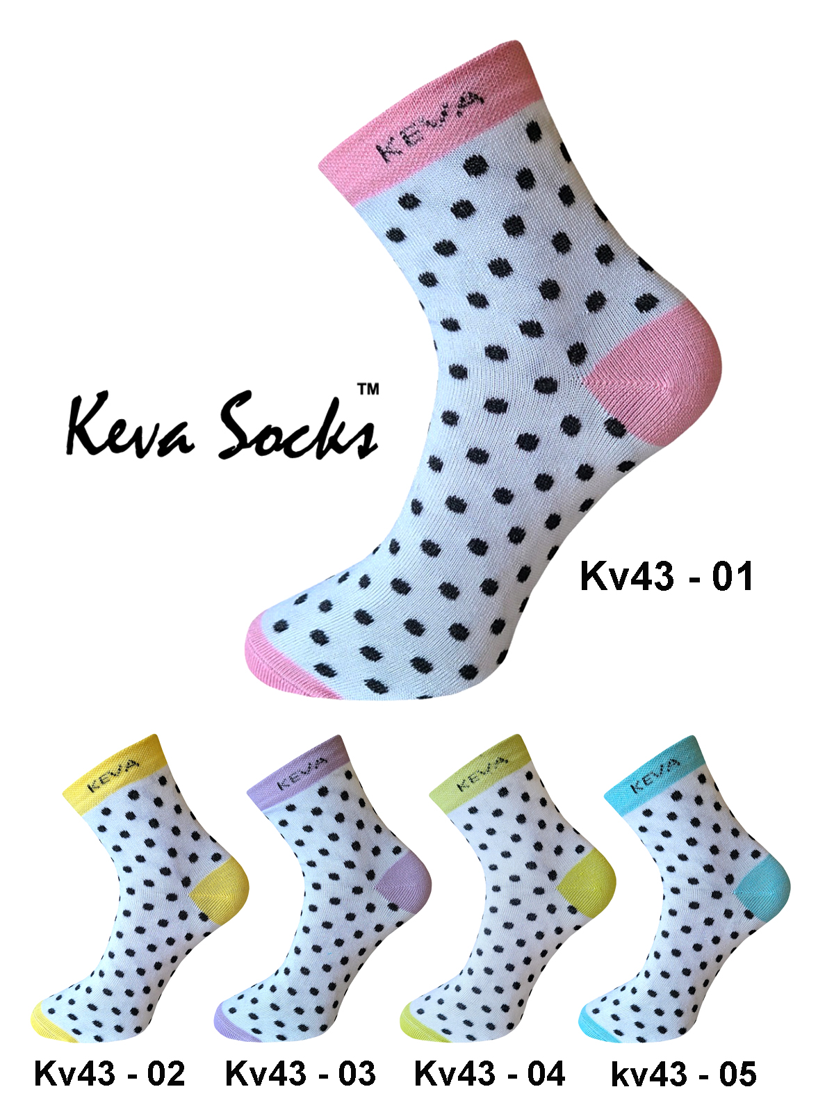 Keva Socks Polka Dots Ankle Socks For Women 5 pairs pack Kv43