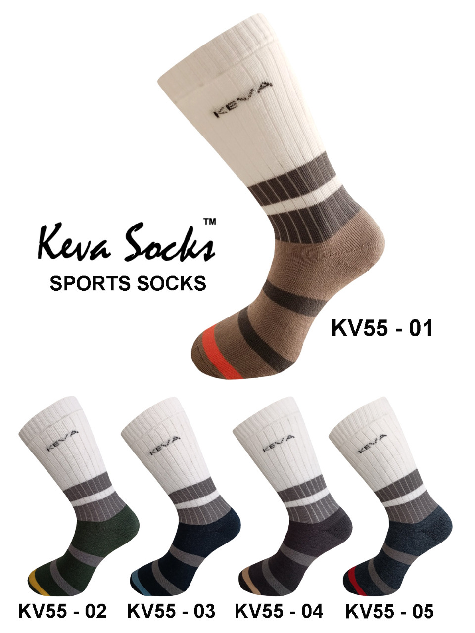 Men Sports Socks Athletic Moisture Wicking Gym Running Socks 5 Pairs Pack kv55