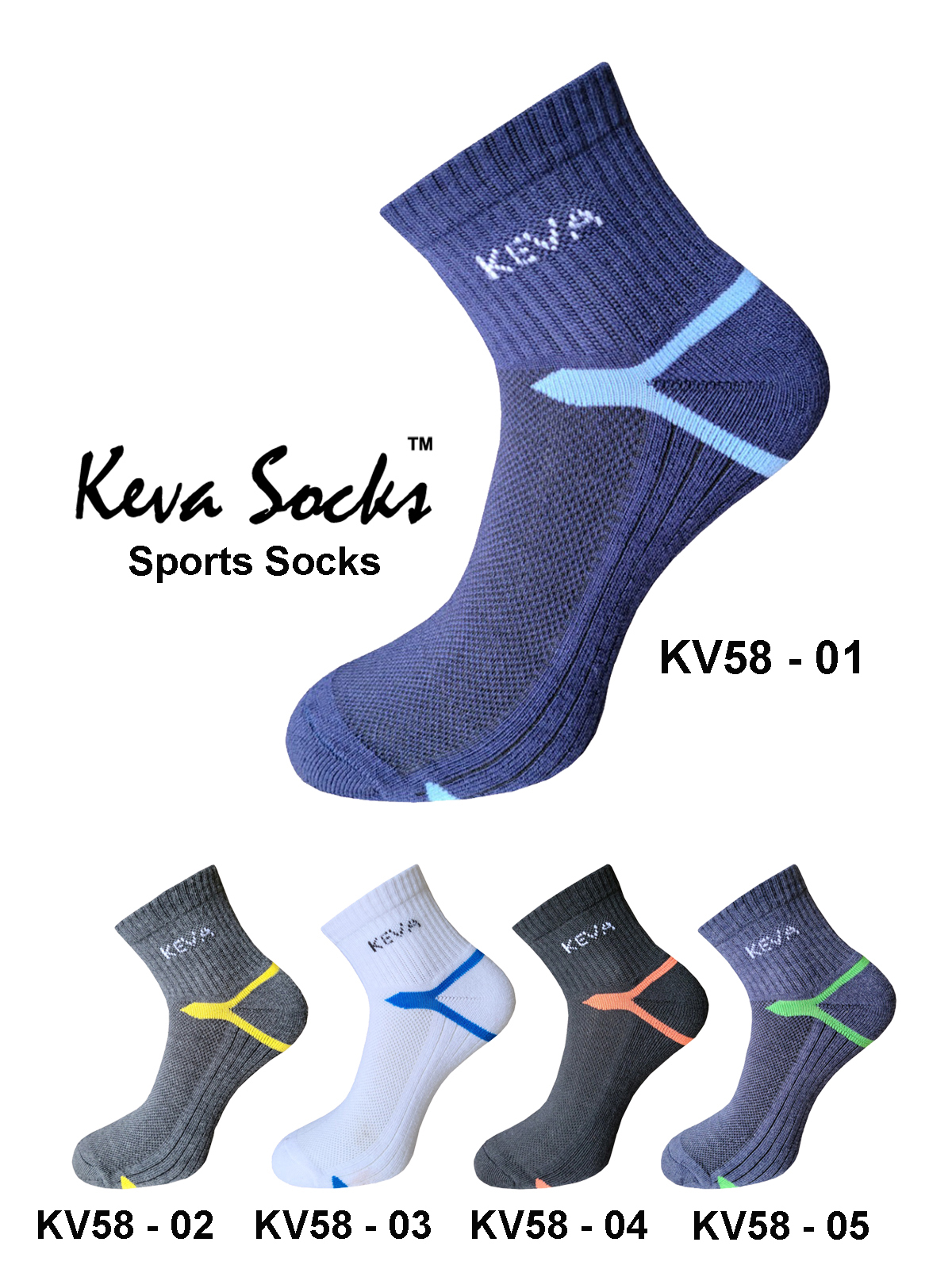 Keva Socks Sports Athletic Ankle Cushion Towel Socks Pack For Men 5pairs Pack kv58