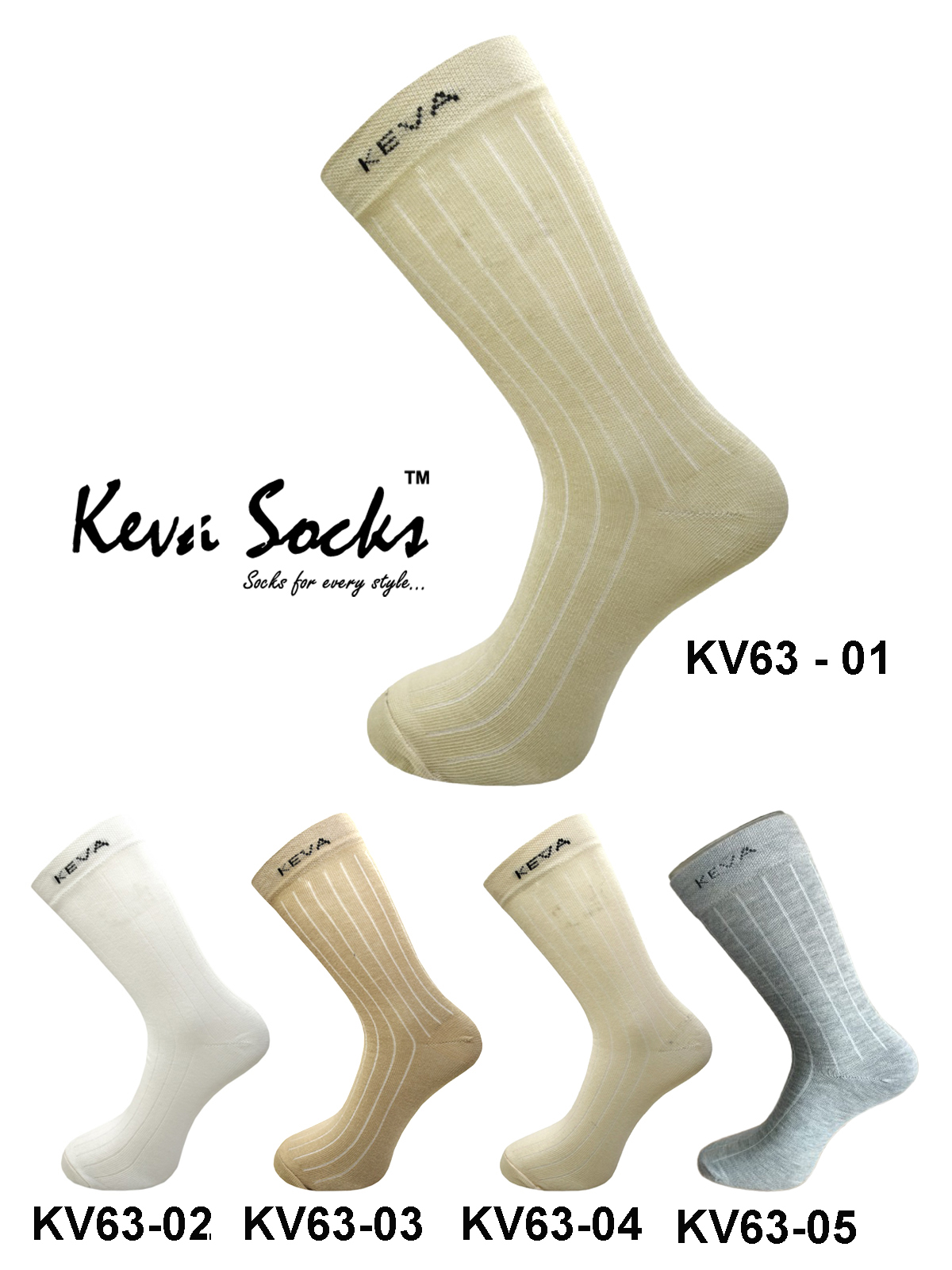 Keva Socks Men's Combed Cotton Self Lining Office Soscks 5 Pairs Pack Kv63