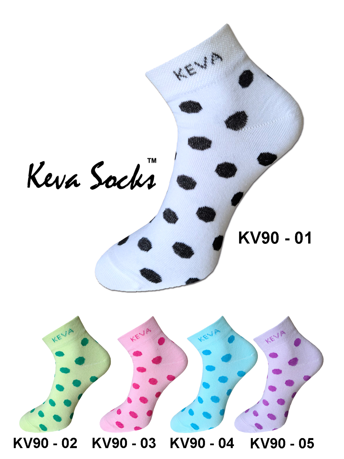 Keva Socks Polka Dots Collection Cotton Socks For Women Girls 5pcs Pack kv90