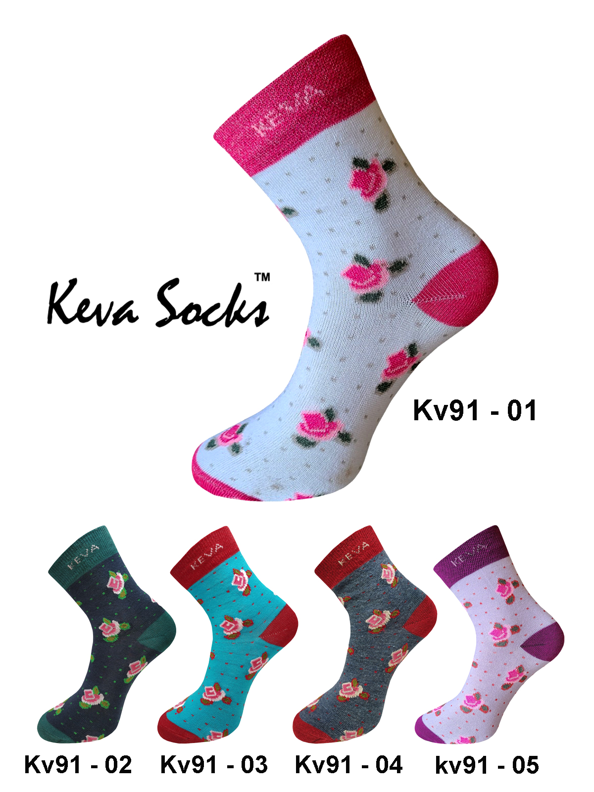 Floral Keva Socks For Women Girls Ankle 5 pairs pack Kv91
