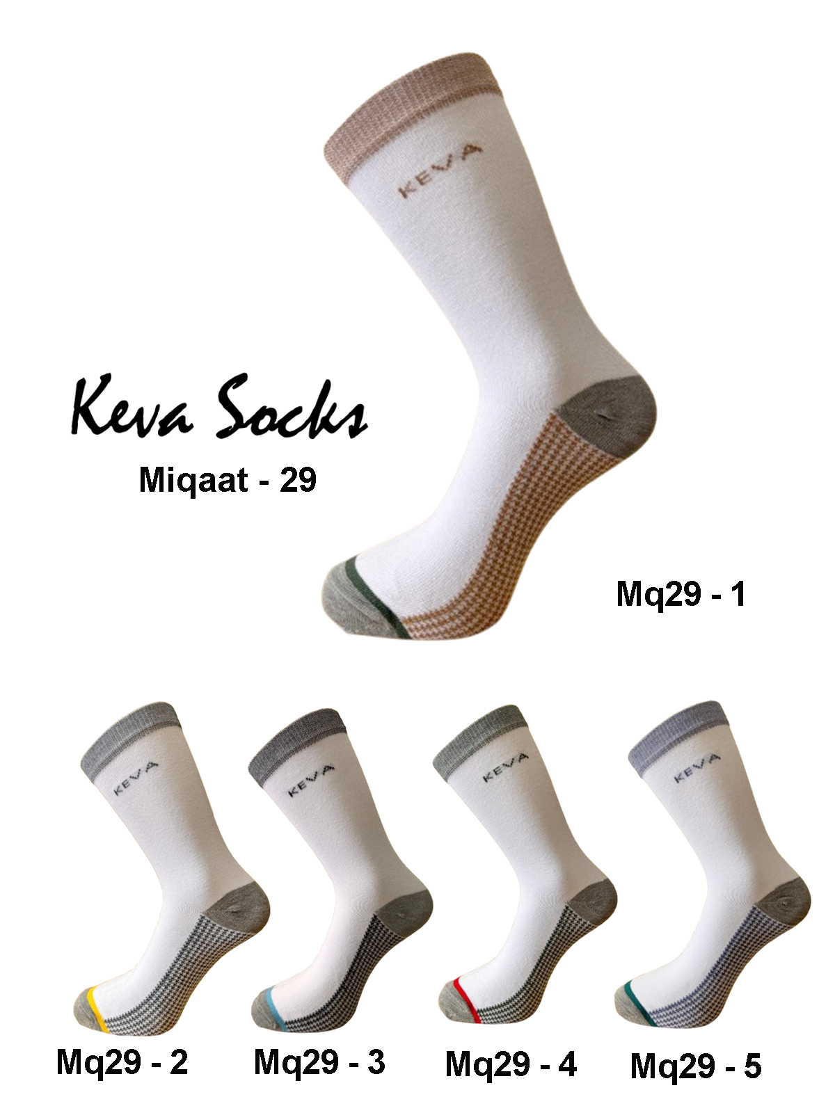 Keva Socks For Men Dark Base Miqaat Crew Socks 5pairs pack Mq29
